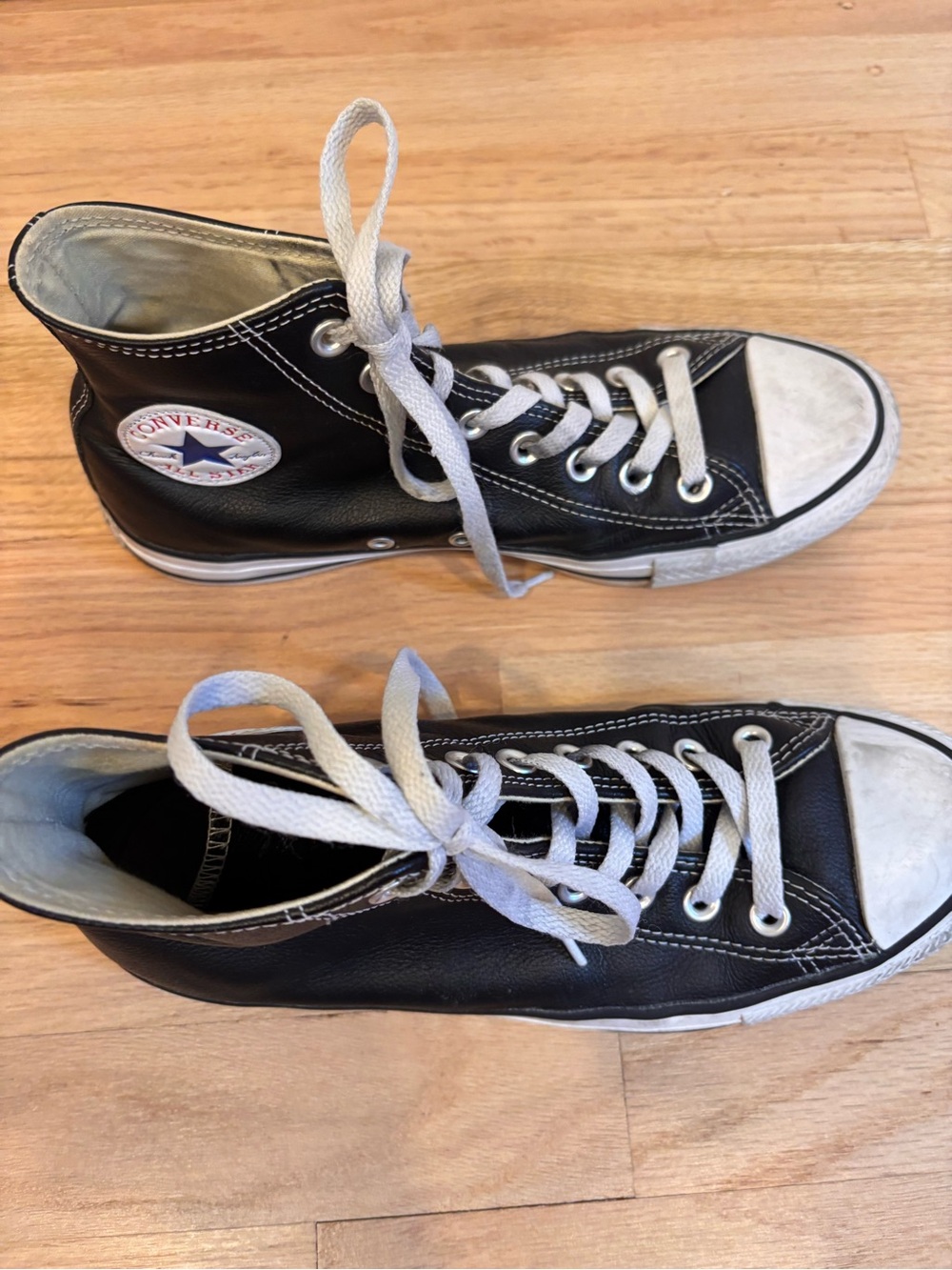 Converse Chuck Taylor All Star Leather High Tops in black size women's 9 - Picture 4 of 12